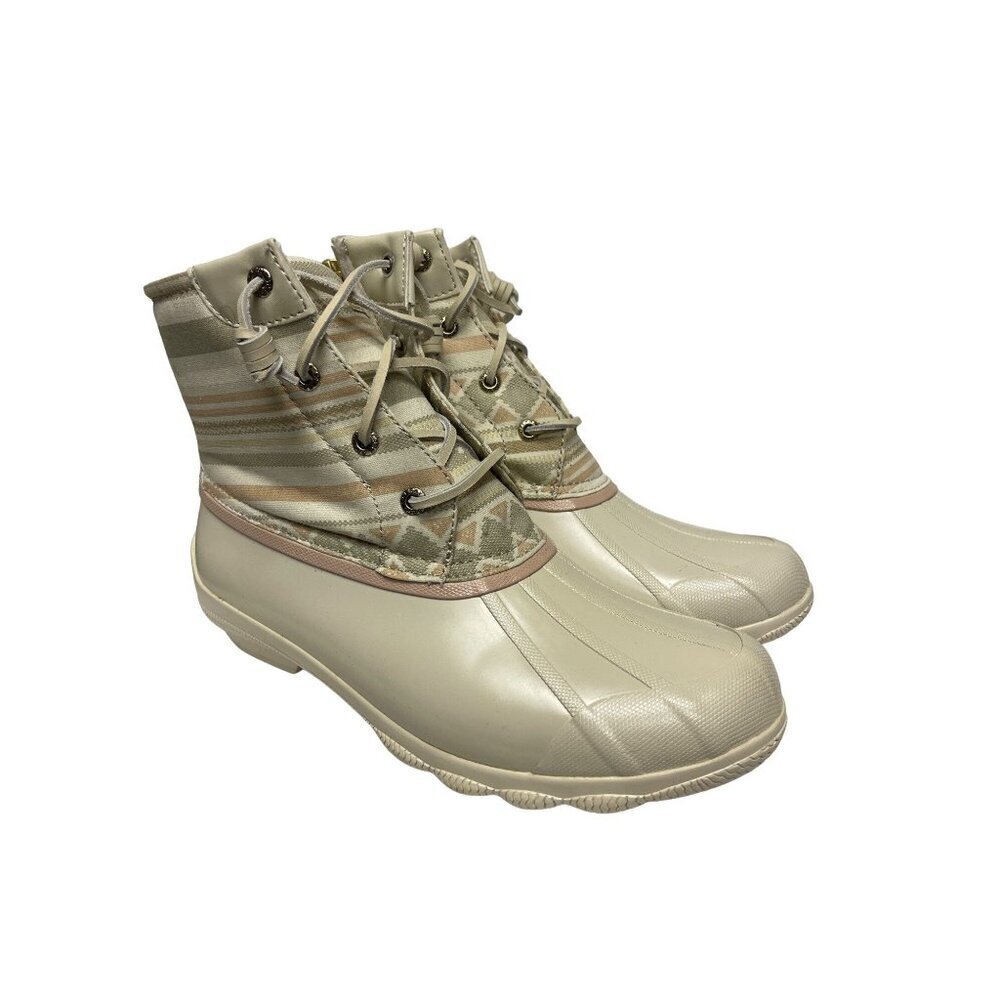Sperry Syren Gulf Playa Tan Duck Boots Winter Rain Side Zip Women's Size 8 NEW